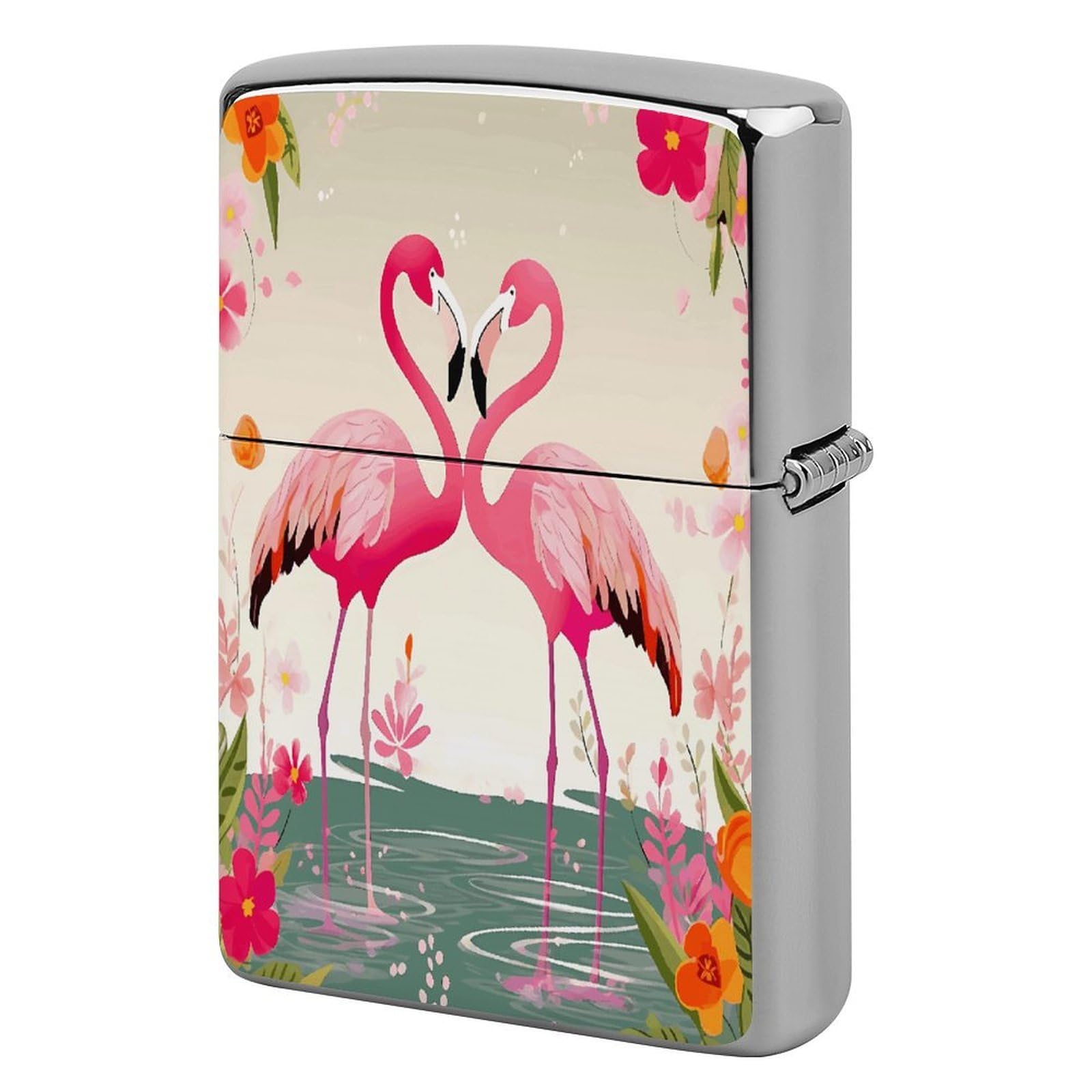 Fodpand Style Flamingos And Flowers Metal Lighter Case Cover Lighter Sleeve