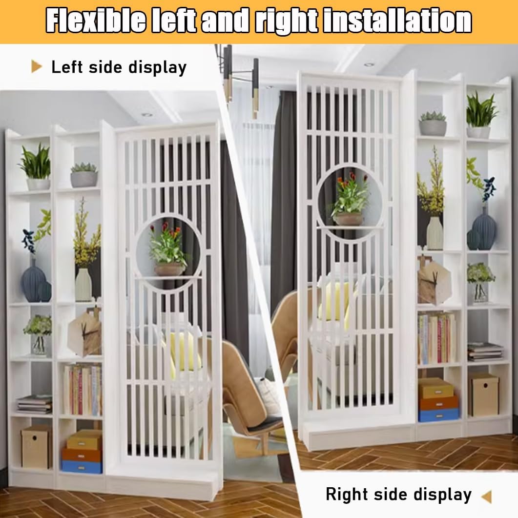 Freestanding Room Divider Bookshelf, Wall Divider Storage Cabinet with Shelves, Entry Hall Privacy Screen, Decorative Display Shelf for Home & Office, Space-Saving Room Partition