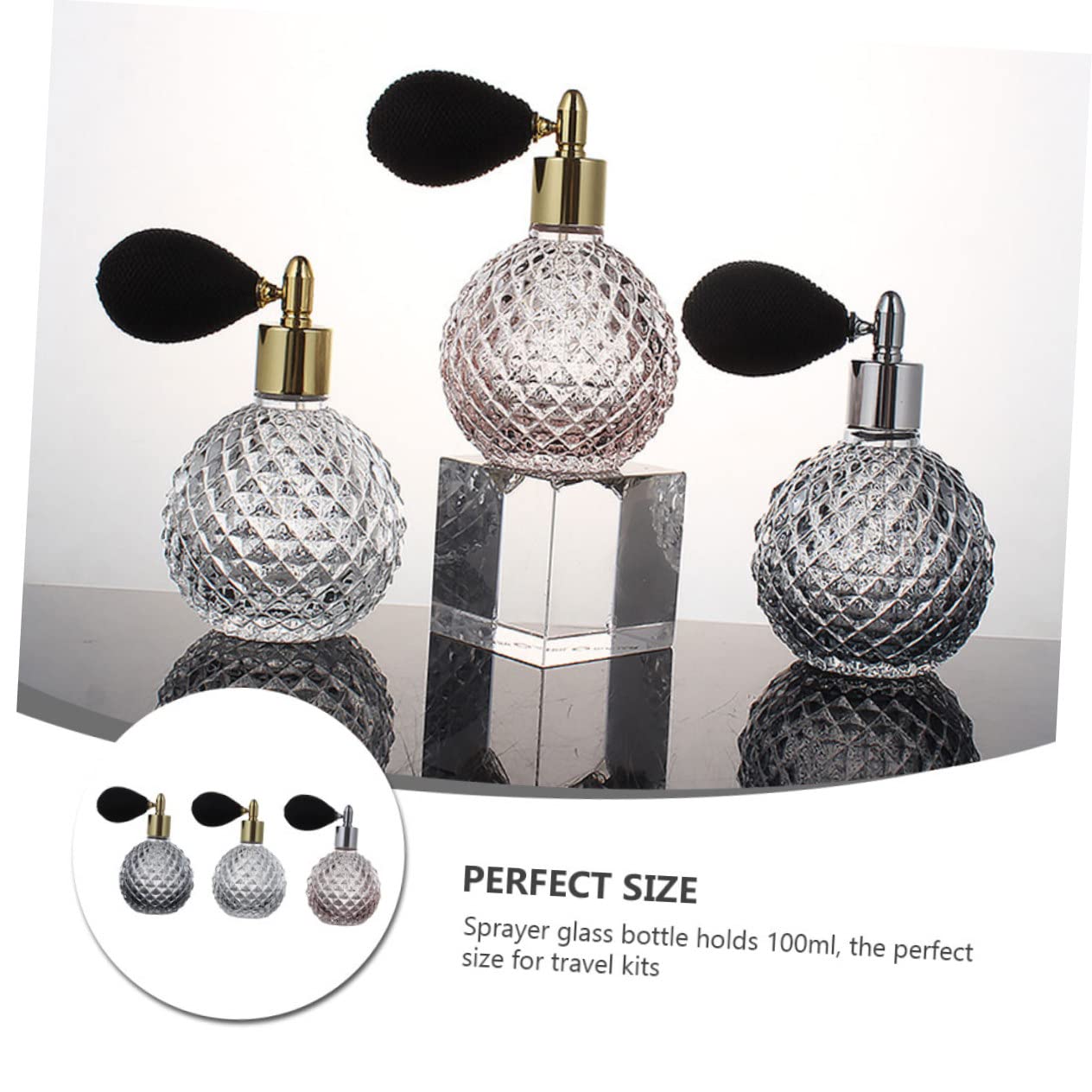 Homoyoyo 3piezas Botellas De Perfume De Vidrio Recargables De Spray Vintage Frascos De Perfume Espray