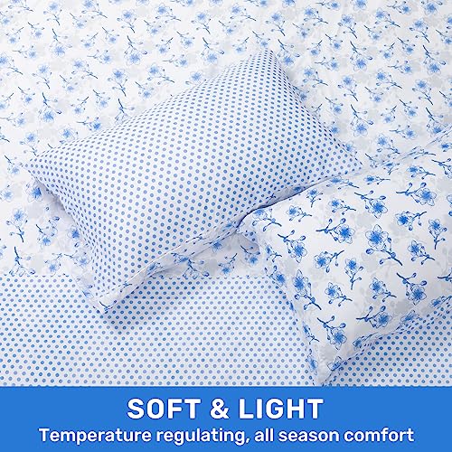 Artall 4-Piece Floral Print Full Size Sheet Set, Soft Microfiber All-Season Bed Sheets Includes 2 Pillowcases, 1 Flat Sheet, 1 Fitted Sheet With 12 Inch Deep Pockets thumb #2
