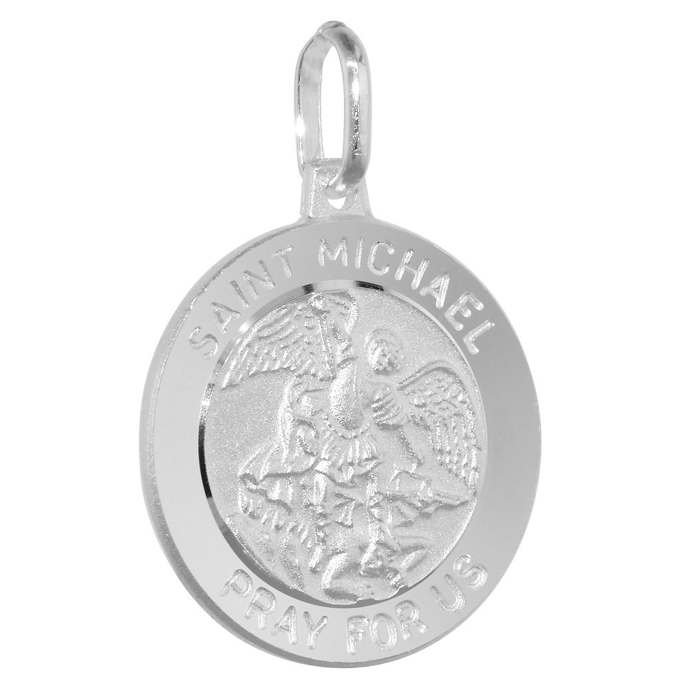 Sterling Silver 18mm St Michael Medal Necklace