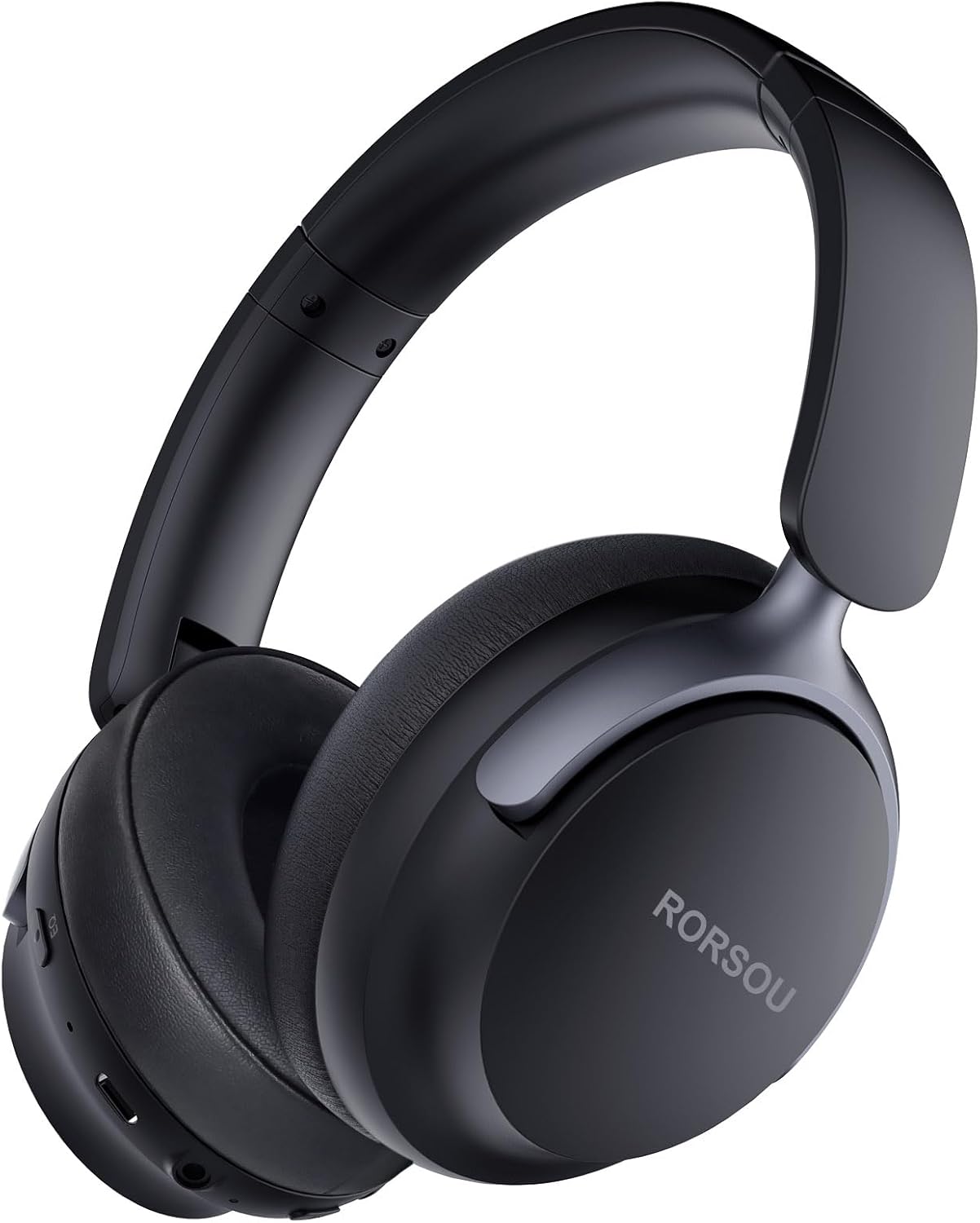 RORSOU B8 Bluetooth Headphones Over Ear, 6 EQ Music Modes and 50H Playtime Deep Bass Wireless Headphones with Mic, Lightweight Folding HiFi Stereo Headset for iPad/Travel/Tablet/PC/Home Space Black