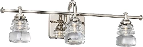 Rondelle - Lámpara LED de 3 luces para tocador de baño o pared de 3000 K en níquel pulido