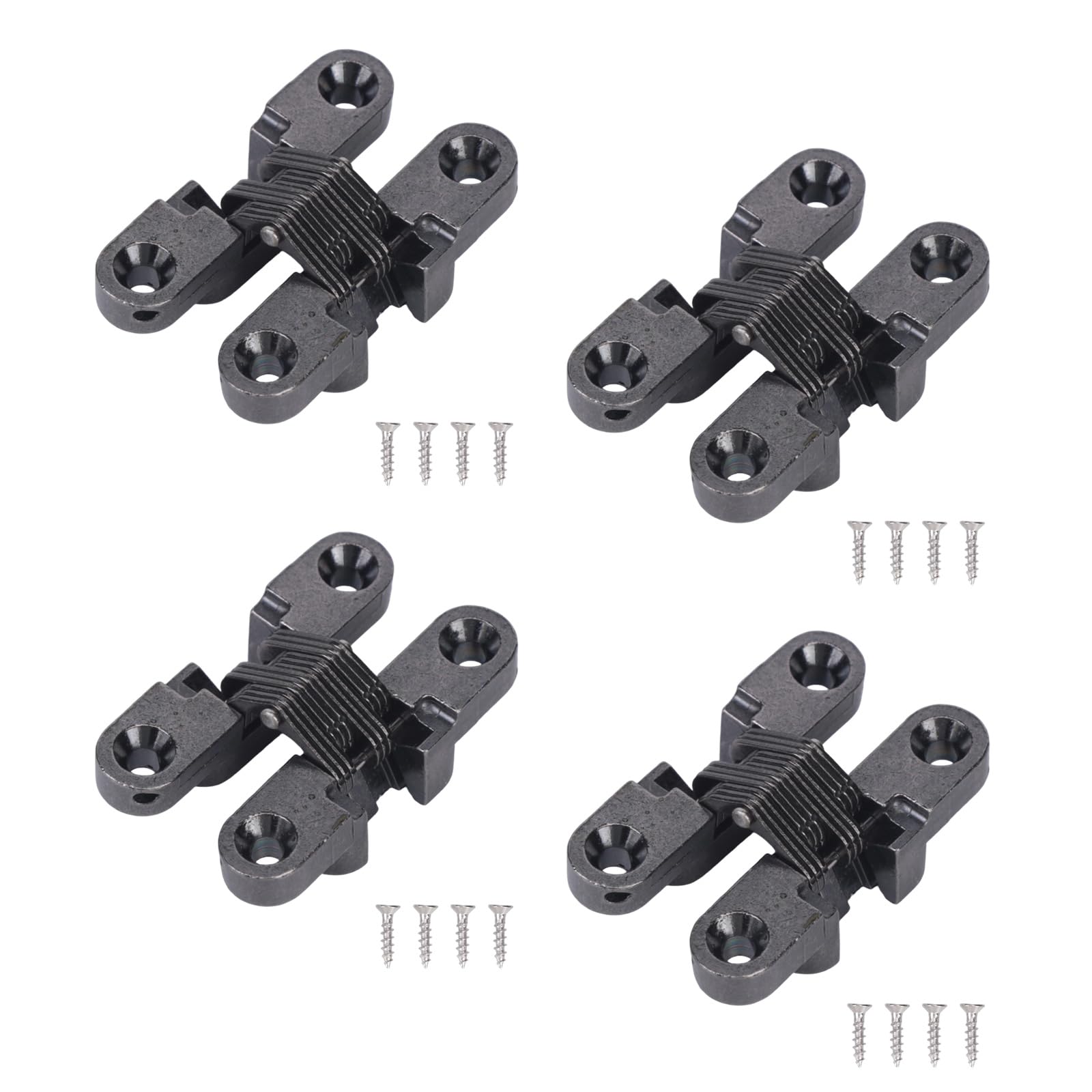 4Pcs Stainless Steel Folding Hinge for Screen Door and Table Flap Invisible Designs Crossed Hinges for Home Cabinet Repairing Invisible Rustproof Hinge