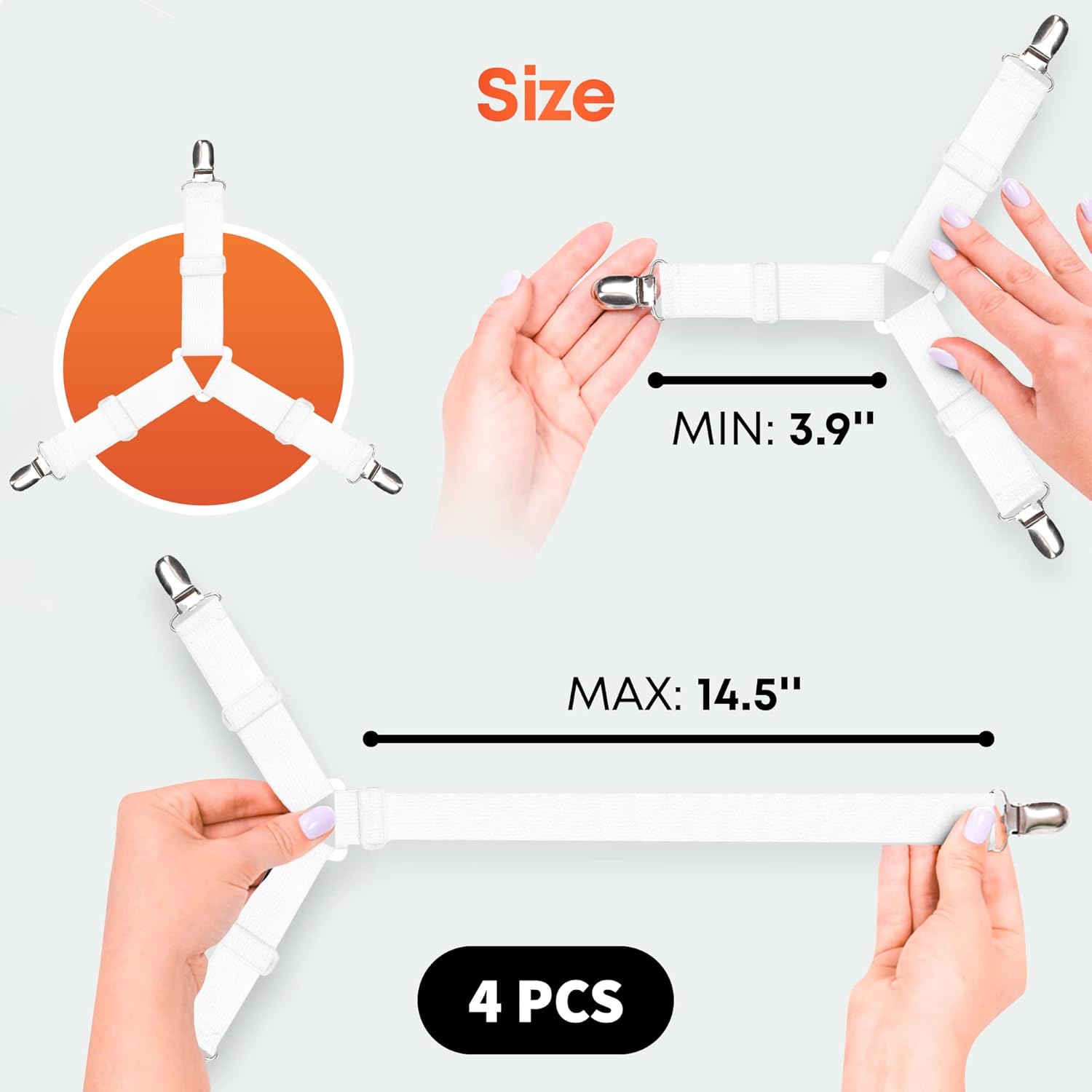 Buy Bed Sheet Straps Set 4 pcs White Sheet Holders for Corners Full