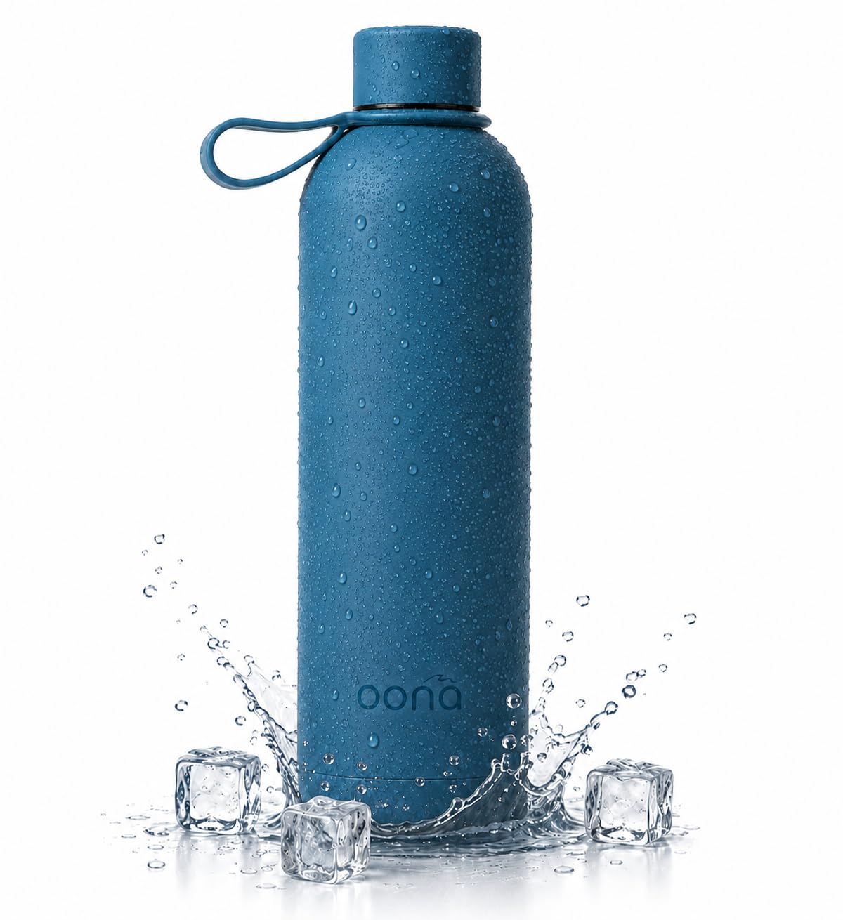 OONA Borraccia termica in acciaio inox, 709,7 g, senza BPA, mantiene caldo o freddo per 12 ore, isolamento sottovuoto a doppia parete e passante per il trasporto (blu notte)