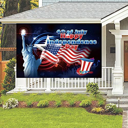 Yinqin 7X5Ft 4Th Of July Party Backdrop Banner 84X60 In. 3D Vision Happy Independence Day Backgrounds Us Flag Statue Of Liberty Patriotic Veterans Day Backdrops Memorial Day Banner Backdrop (B) #TOP5