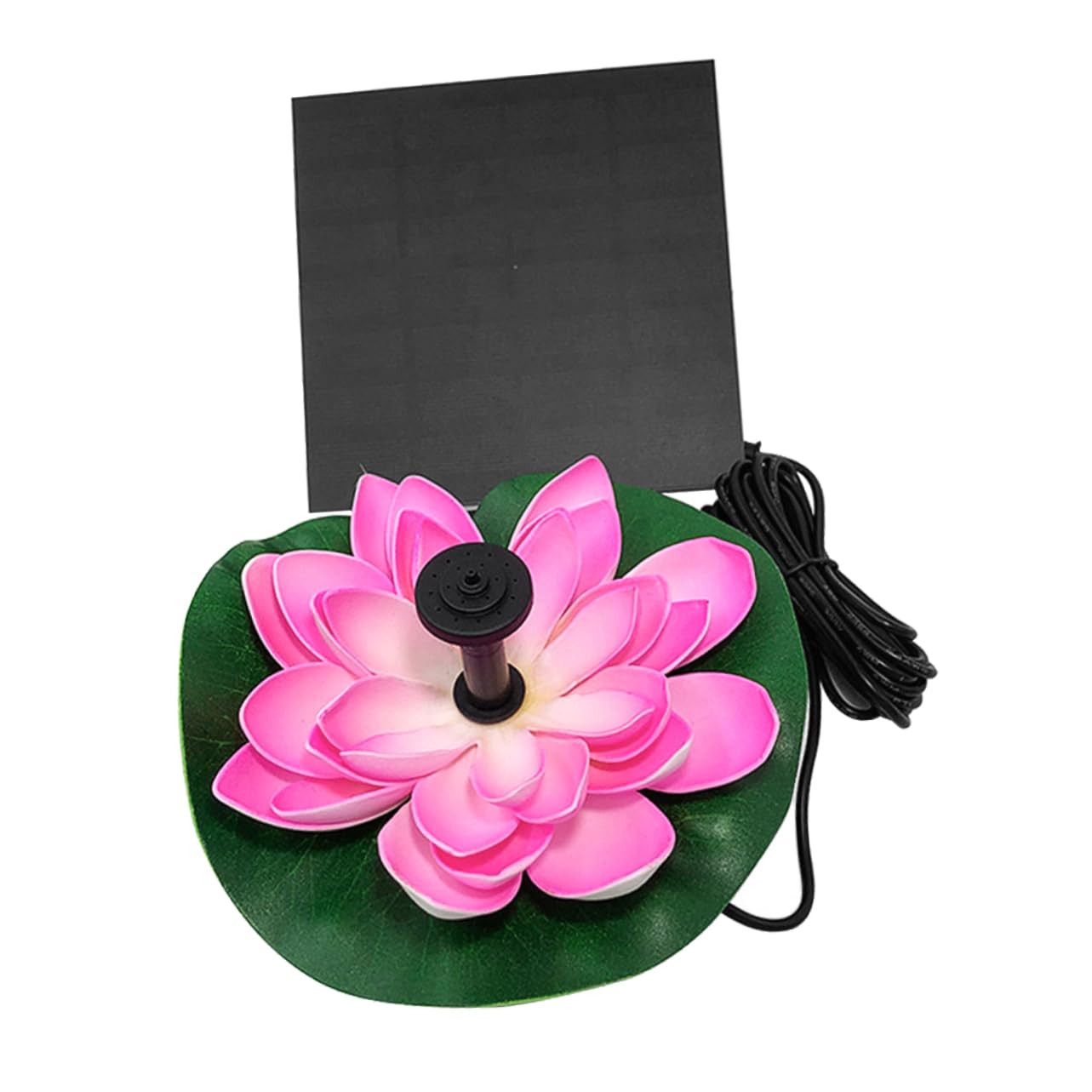 Solar Fountain Pompa 7v 2, 5w a Forma di Loto, Plastica Verde | Fontana ad Energia Solare, Fontana Laghetto Energia Solare, Vacanze Estive, 180l/h, Testa 100cm