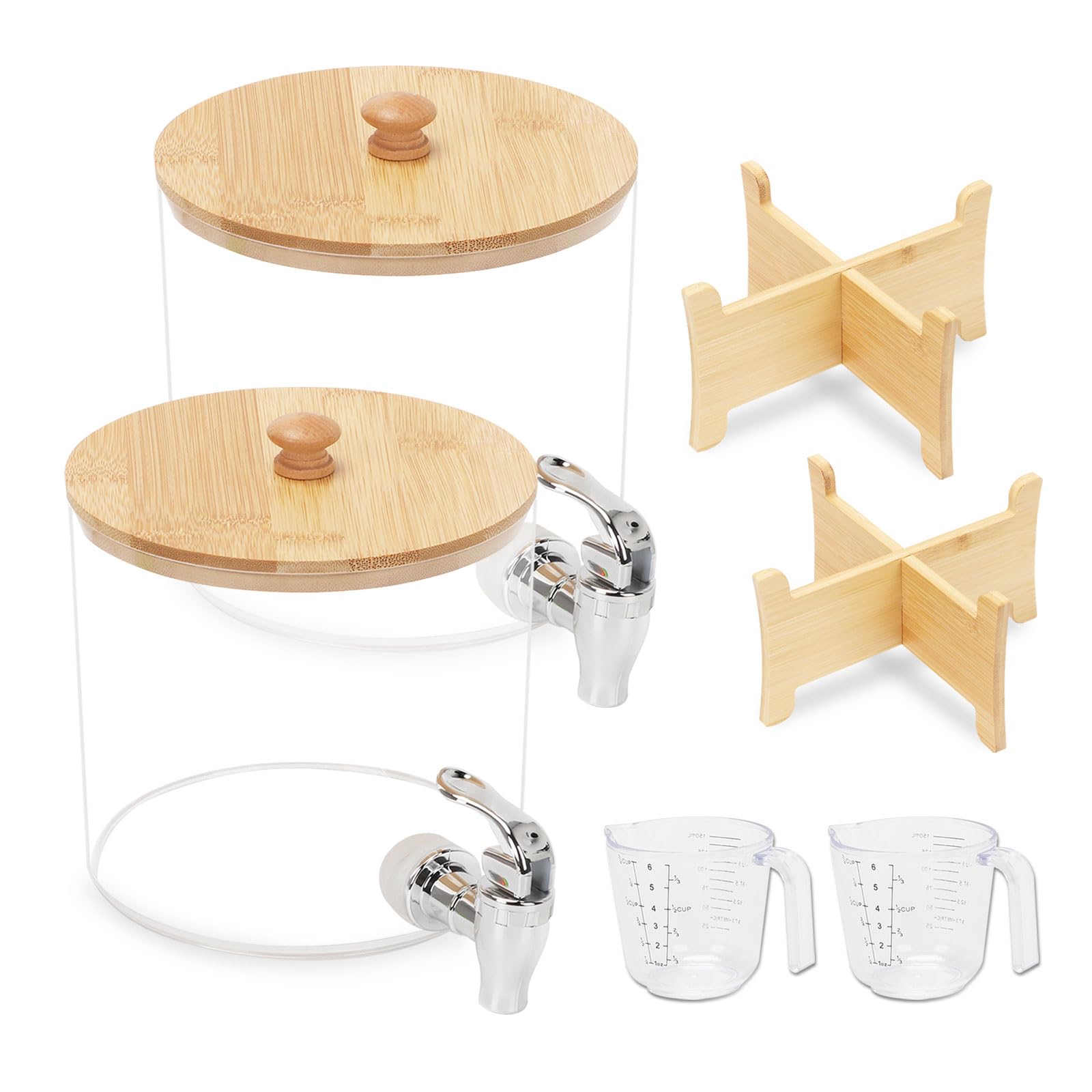 Lot de 2 distributeurs de détergent à lessive liquide avec robinet, 2,5 L réutilisables avec tasse à mesurer, pots de rangement en plastique pour adoucissant, booster de parfum, eau de Javel, bombes