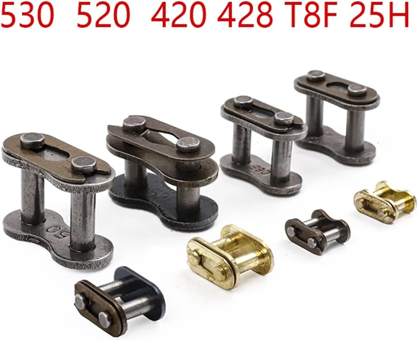 Chain Master Link 20Pcs Primary/Gold Chain Link 530/520/420/428/T8F/25H chain lock buckle For 49CC Mini Moto Dirt Bike Motorcycle for Mini Bikes(Gold 530)