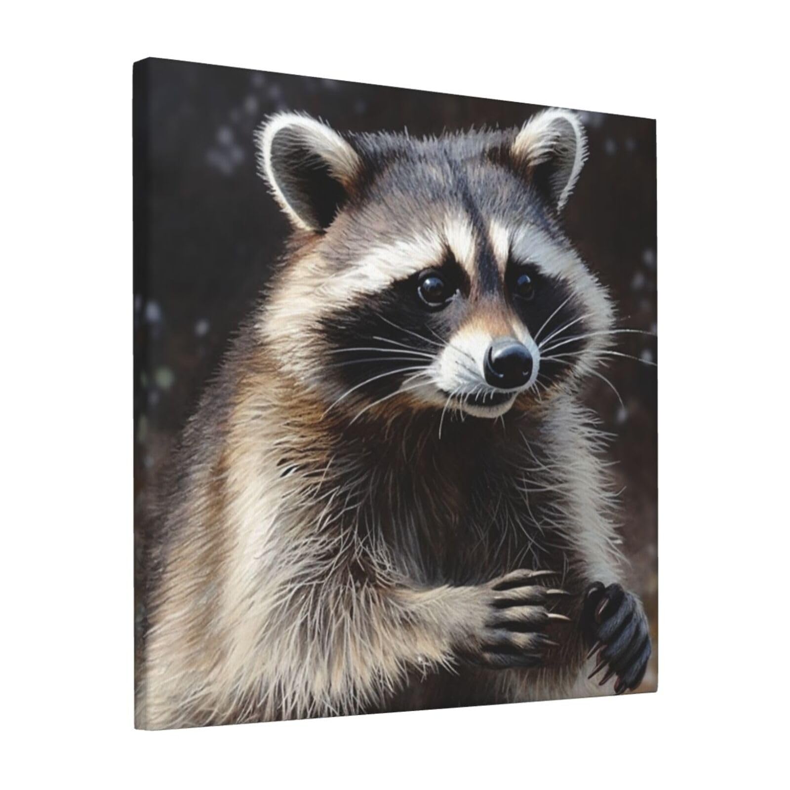 KLOPH Raccoon Canvas Wall Art for Living Room 12"x12" Modern Artwork Painting for Bathroom Hanging Canvas Prints Aesthetic Wallart for Bedroom Kitchen Office Wall Decor
