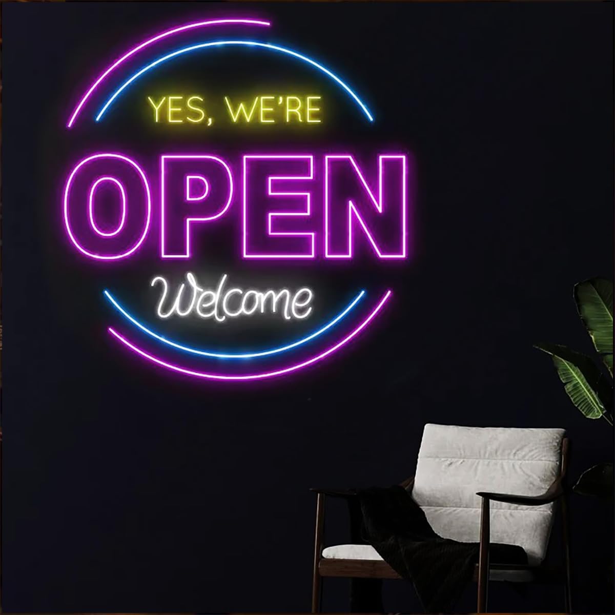 Amazon | ネオンサイン Yes We're OPEN Welcome ネオンライト LED