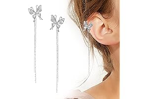 Vintage Inspired Sterling Natural Zircon Butterfly Tassel Earrings