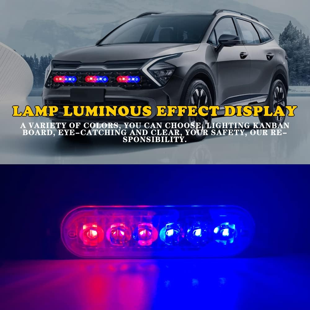 10pcs 6LED Rojo+Azul Luz de Advertencia Super Brillante Barra De Luz Estroboscópica 18 Modo Flash Para Coche Camión Pickup SUV Off Road Coche De Policía 12-24V
