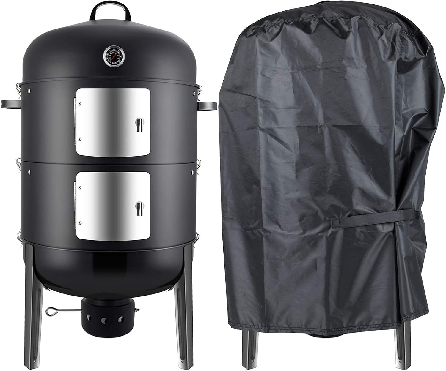 Realcook 20-inch Charcoal Vertical Smoker with Water-resistant Cover