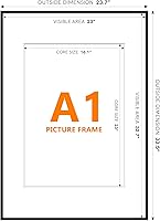Vista 5 de Homso Marco de póster A1 en color negro, tablero fino de metal A1 con plexiglás acrílico para fotos A2 con paspartú o 23.4 x 33.1 pulgadas sin