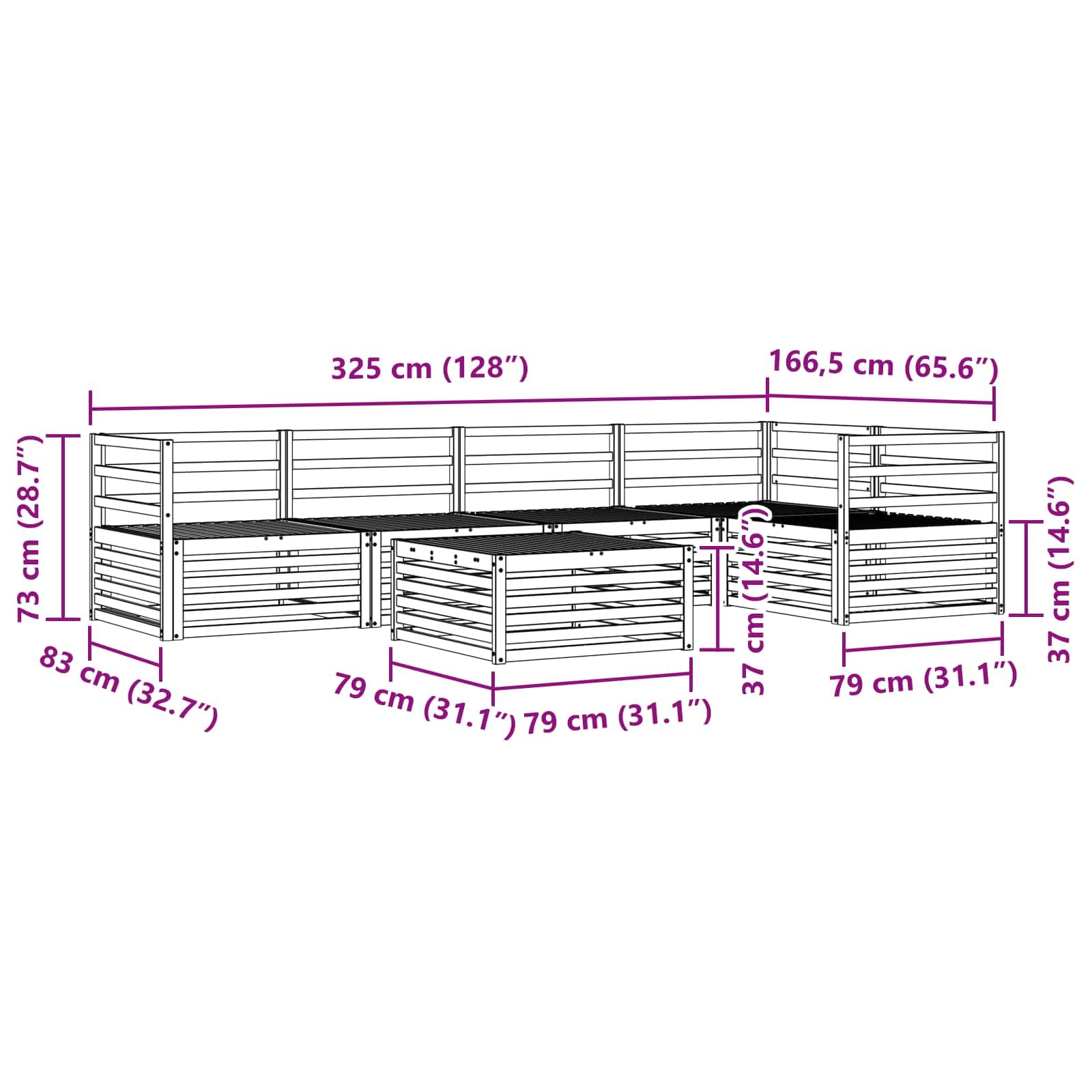 Outdoor-Garnitur 6-teilig aus massivem Akazienholz für Garten, Terrasse und Balkon, wetterfestes Möbelset mit Tisch, Sofas, Armlehnen, vielseitig, langlebig