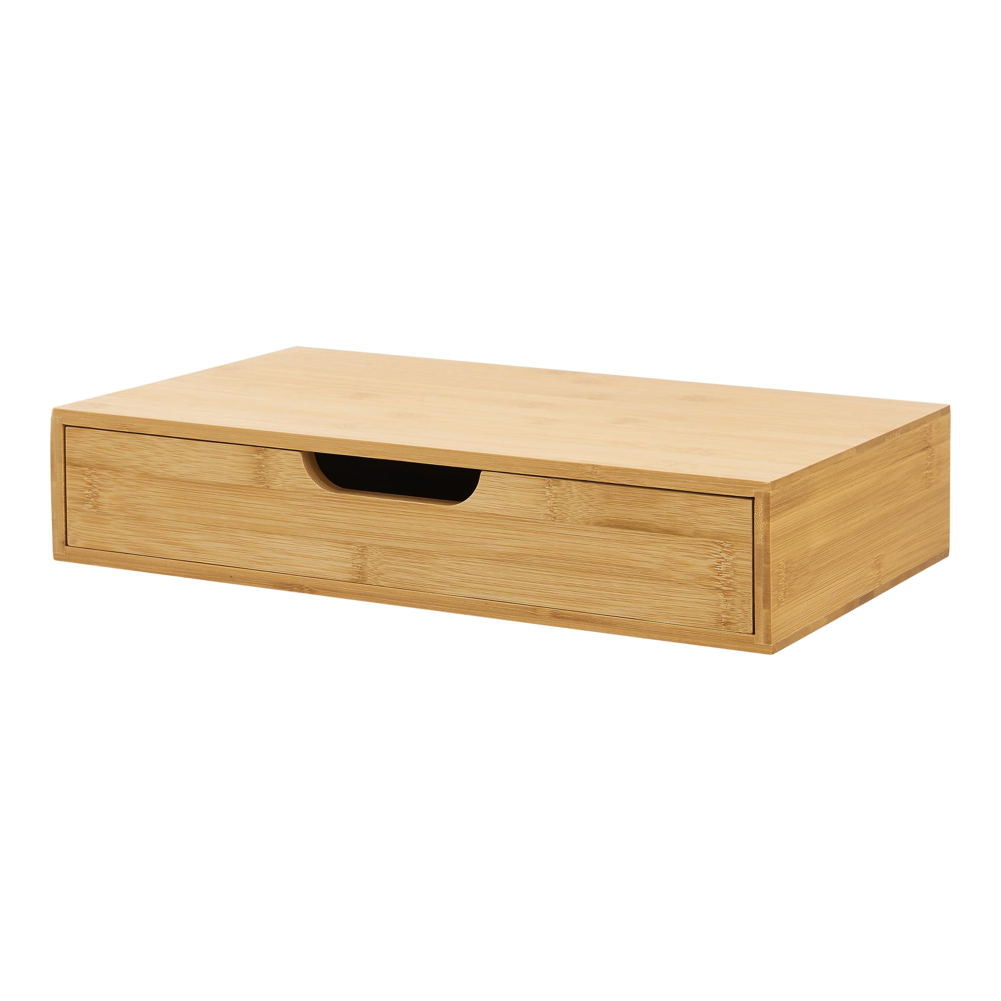 [en.casa] Wandregal 2er Set Bokn mit Schublade Bambus Schweberegal Hängeregal Wandablage Wandboard Nachttisch-Ablage 40 x 24 x 8 cm Wandschublade