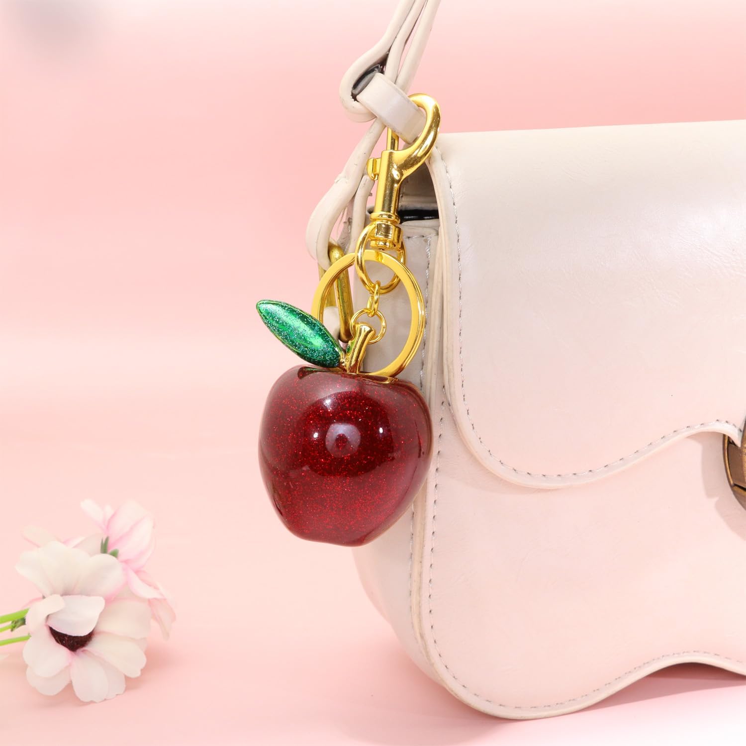 Cherry Fruit Keychain for Women Cherry Bag Charm Cute Pink Red Black Blue Green Silver Purse Charms for Handbag - Image 3