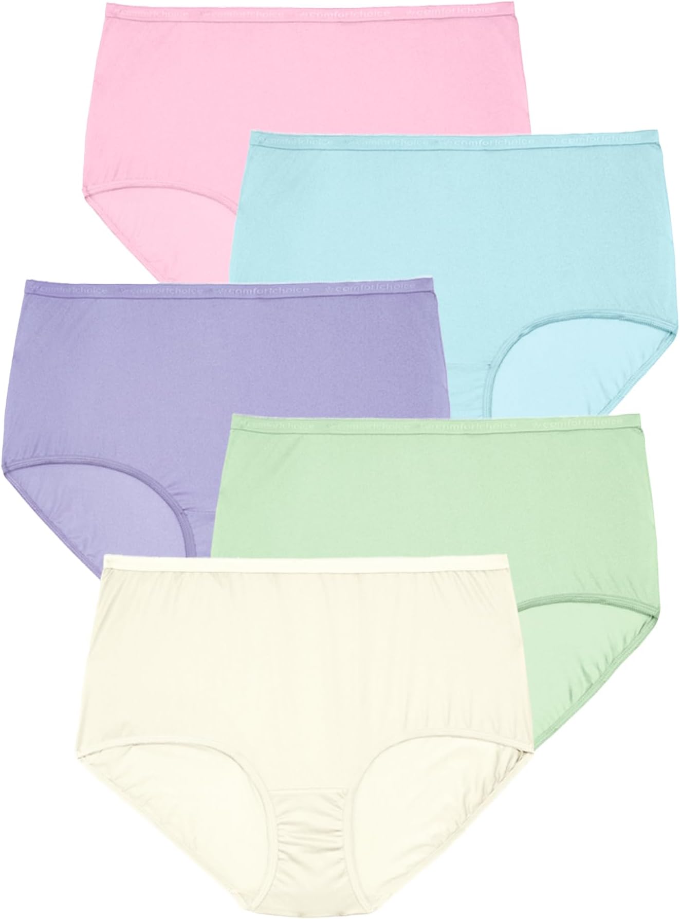 Plus Size 5-Pack Tag-Free Full Coverage Cotton Brief