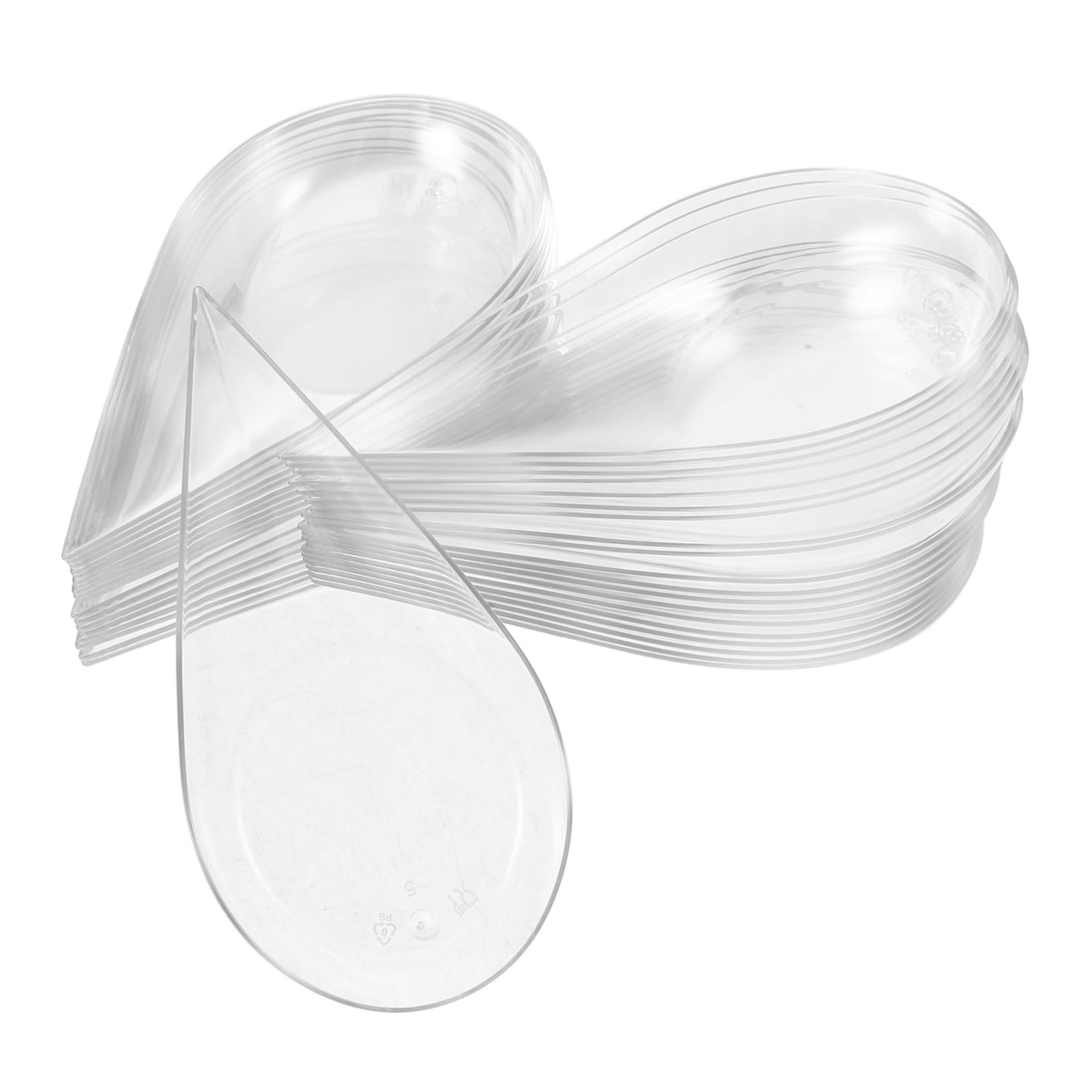 MUCKLILY 100Pcs Mini Spoon Shape Plates Plastic Dessert Serving Dishes for Appetizers Snacks and Fruit Display Multi Use Trays for Parties and Events