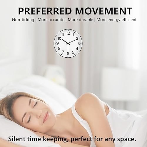 Miniatura 5 de Reloj de pared negro, reloj de pared de 8 pulgadas, funciona con pilas, redondo, moderno, sin tictac, silencioso, digital, analógico, pequeño, reloj