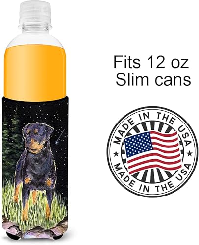 Miniatura 4 de Caroline's Treasures SS8475MUK Starry Night Rottweiler Ultra Hugger para latas delgadas puede enfriar la manga Hugger lavable a máquina para