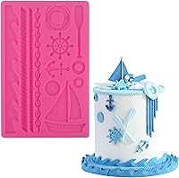 Vista 1 de Molde de silicona con temática de velero, moldes de fondant, olas de mar, moldes de silicona para pasta de goma, moldes de chocolate para decoración