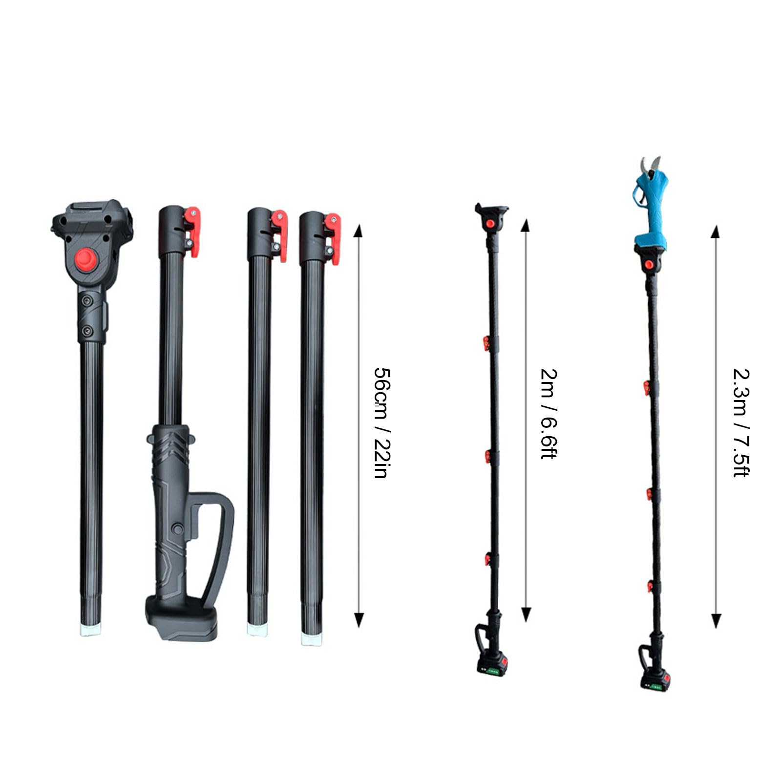 Hyuduo Elektrische Astschere, Kabellose Astschere mit SK5-Stahlklinge und 6,56-Zoll-Verlängerungsstange, Tragbarer 21-V-Astschneider für den Garten, Obstgarten, Verwendung für BL1820, BL1860