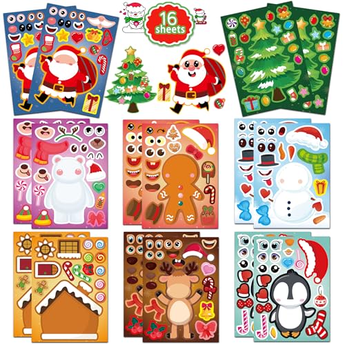 Christmas Stickers,Stocking Stuffers for Kids,Make-a-face Stickers for Kids - image 1