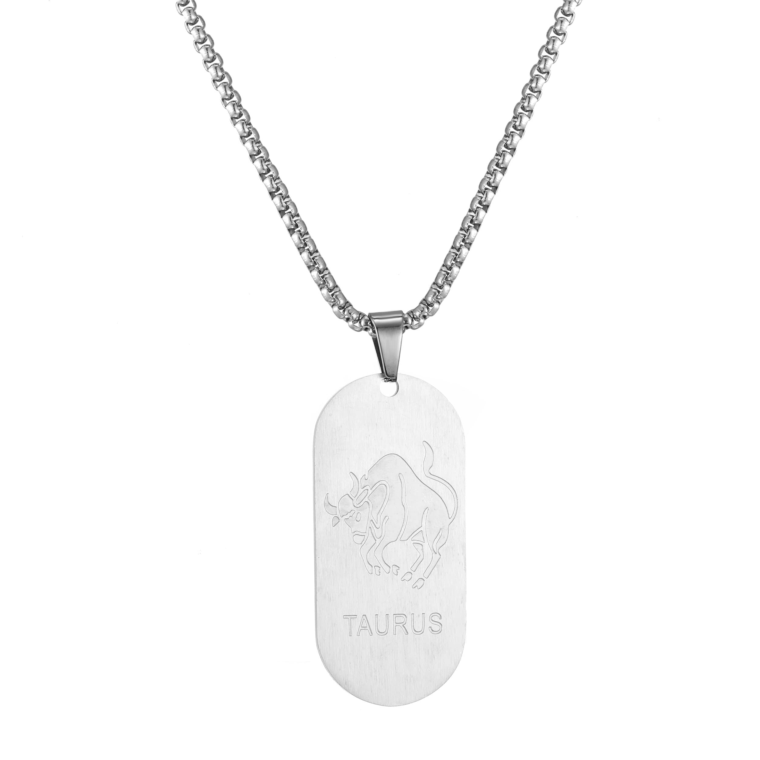 AFSTALR Gold/Silber/Schwarz Kette 12 Sternbilder Halskette Herren Tierkreis Kette Dog Tag Anhänger Konstellation Kette