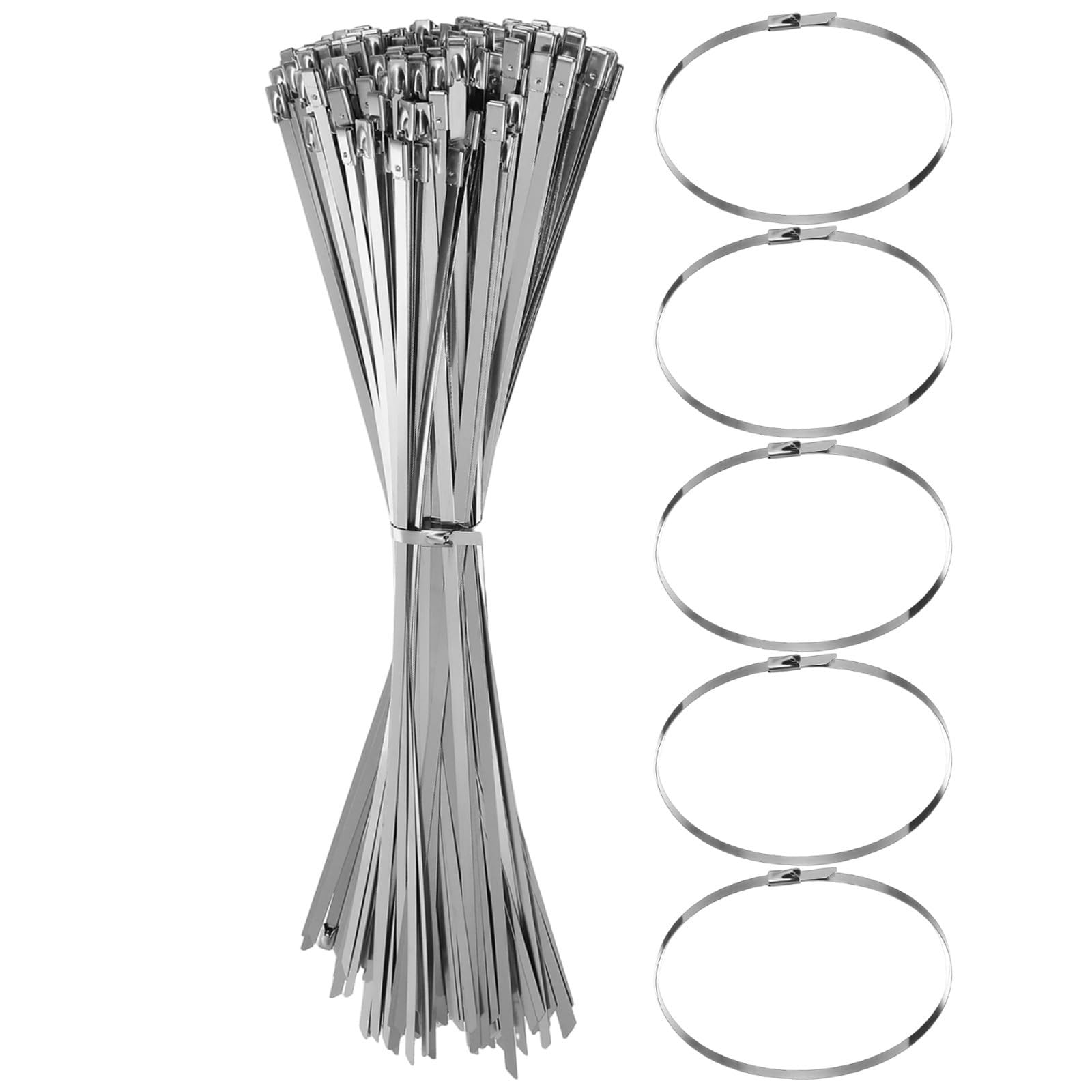 Bridas de acero inoxidable plateadas de 100kg para organización de cables y hogar