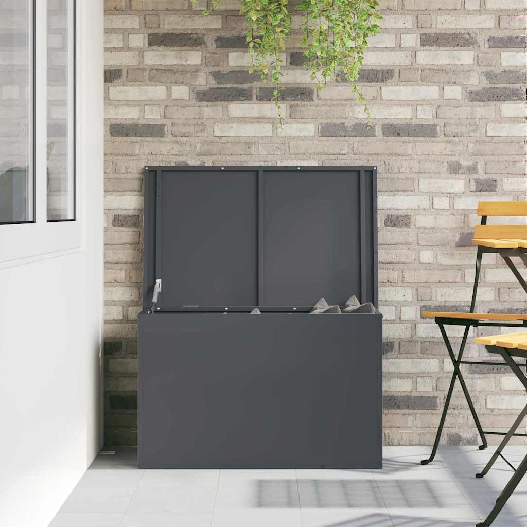 Stahl Lagerbox 80 x 50,5 x 50 cm 180 Anthrazit | Wetterfest, Gasliftdeckel, Platzsparend, Für Garten Und Terrasse