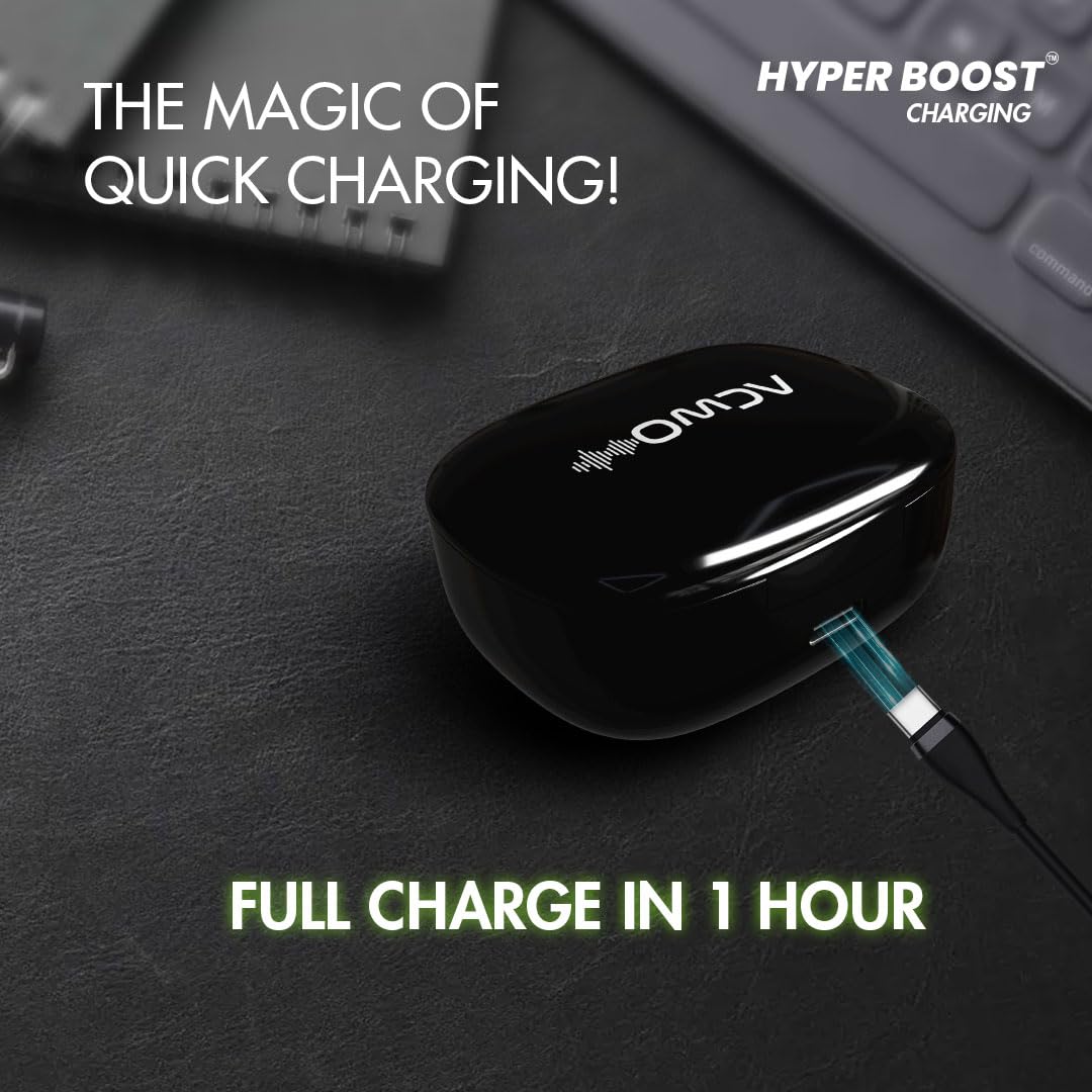 ACwO DWOTS Bliss in Ear Truly Wireless Earbuds Made in India with 50 H of Playtime, 50 Ms Low Latency, Sonic Shield ENC Technology, 10Mm Bass Boom Driver, Auto Connect, BT V5.3, Raven Black 5 61bEdvNKWNL. SL1080