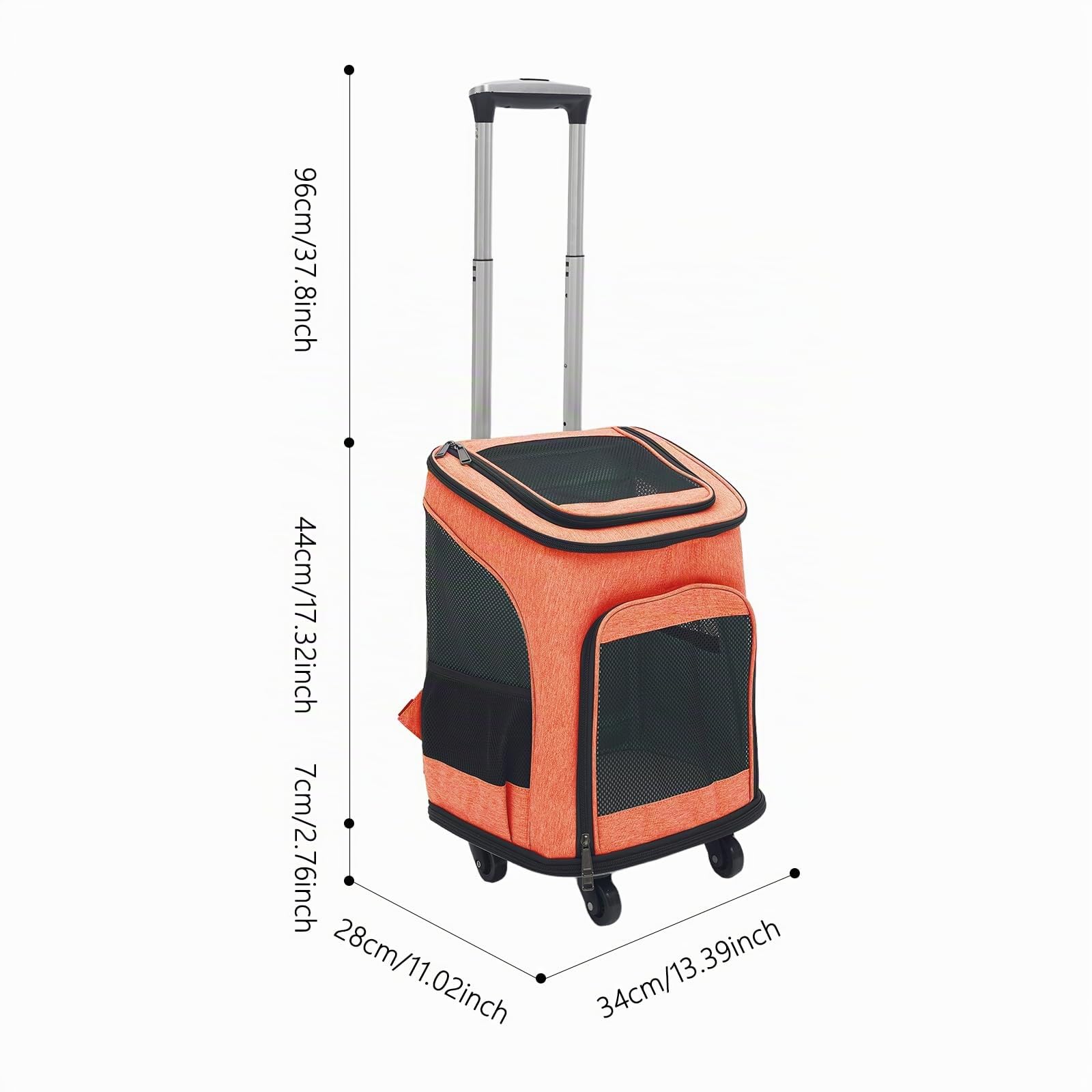 Transportín para perros con ruedas, plegable, mochila para gatos con mango telescópico, cajas de transporte para gatos grandes y perros pequeños con malla transpirable, mochila para mascotas de hasta
