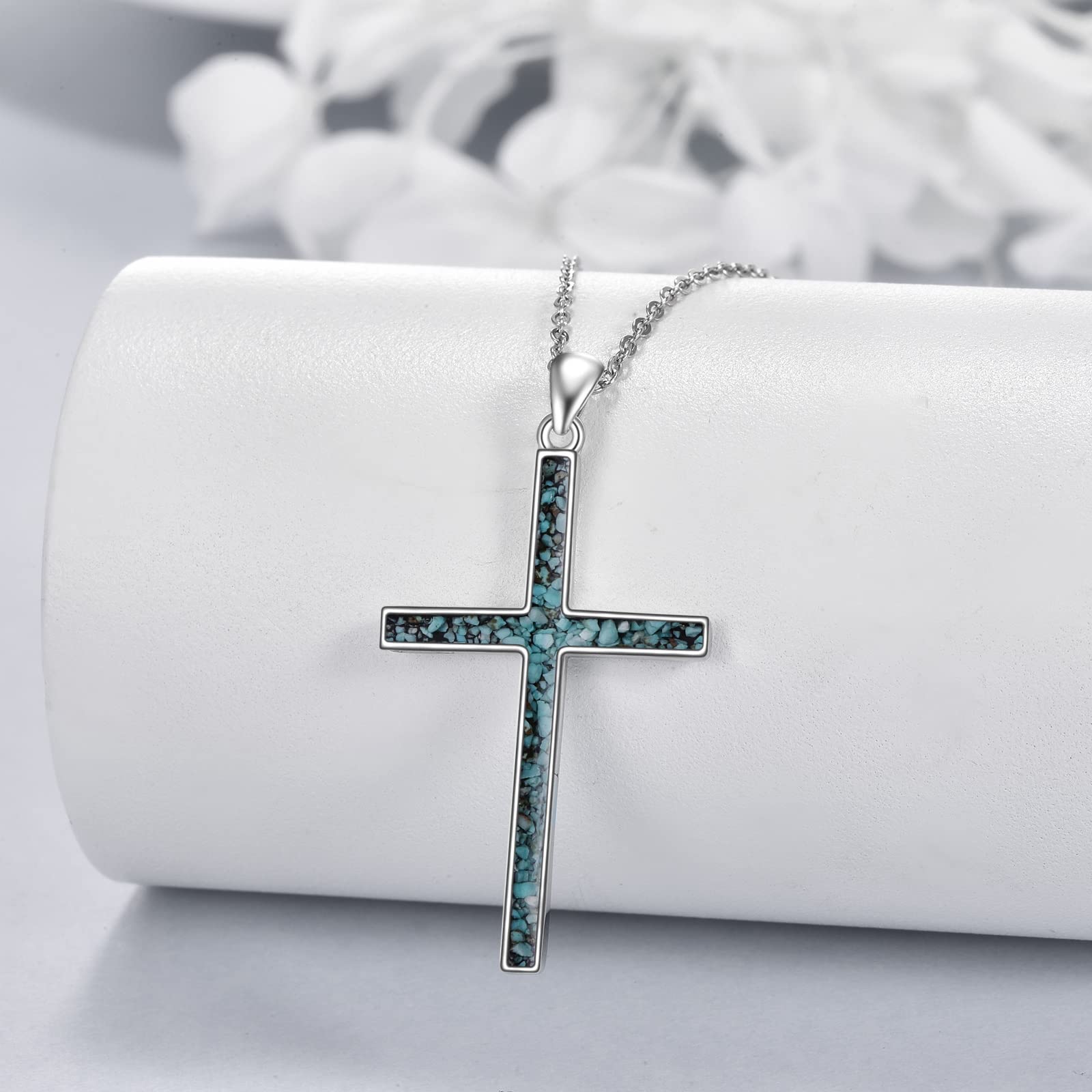 YFN Keltisches Kreuz Halskette Sterling Silber Keltische Knoten Anhänger Abalone Shell Kreuz Schmuck Geschenke für Damen Herren