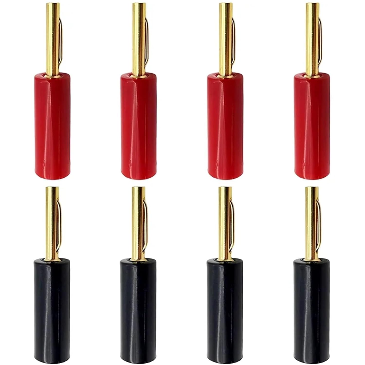 8PCS Gold Plated 4mm Speaker Banana Connector No Welding Horn for Audio Video Cable Adapter(4 Red 4 Black)