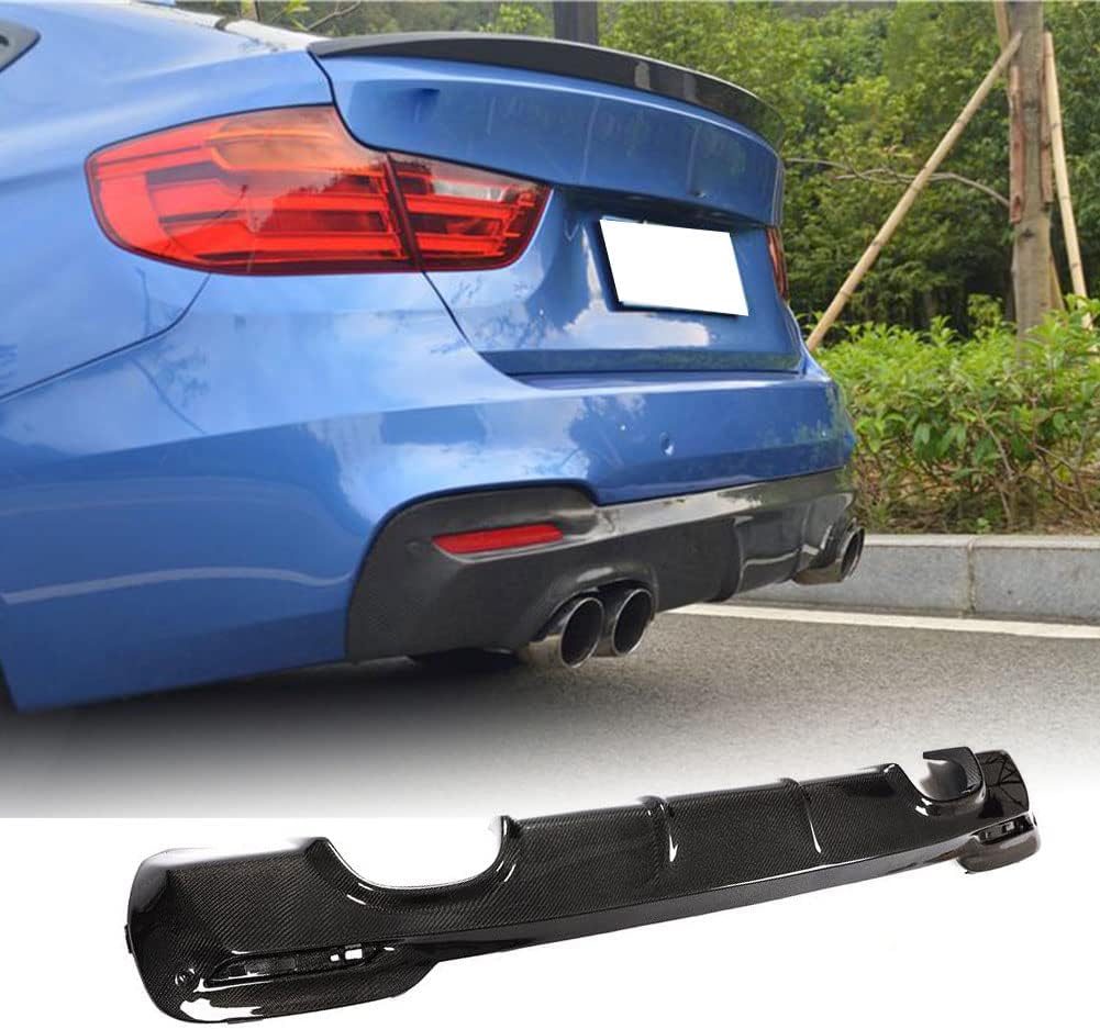 F34 Diffuser, fits BMW 3 Series F34 GT 328i 330i 335i 340i M-Sport 2014-2018 Carbon Fiber Rear Bumper Lip Spoiler Diffuser