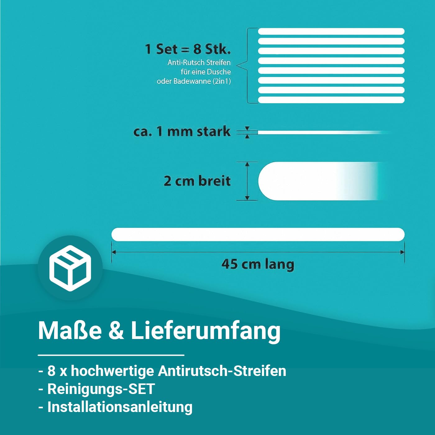 AnTina TAPES Antypoślizgowe Paski Do Prysznica I Wanny Samoprzylepne 2 cm x 45 cm Przezroczyste 8 Sztuk