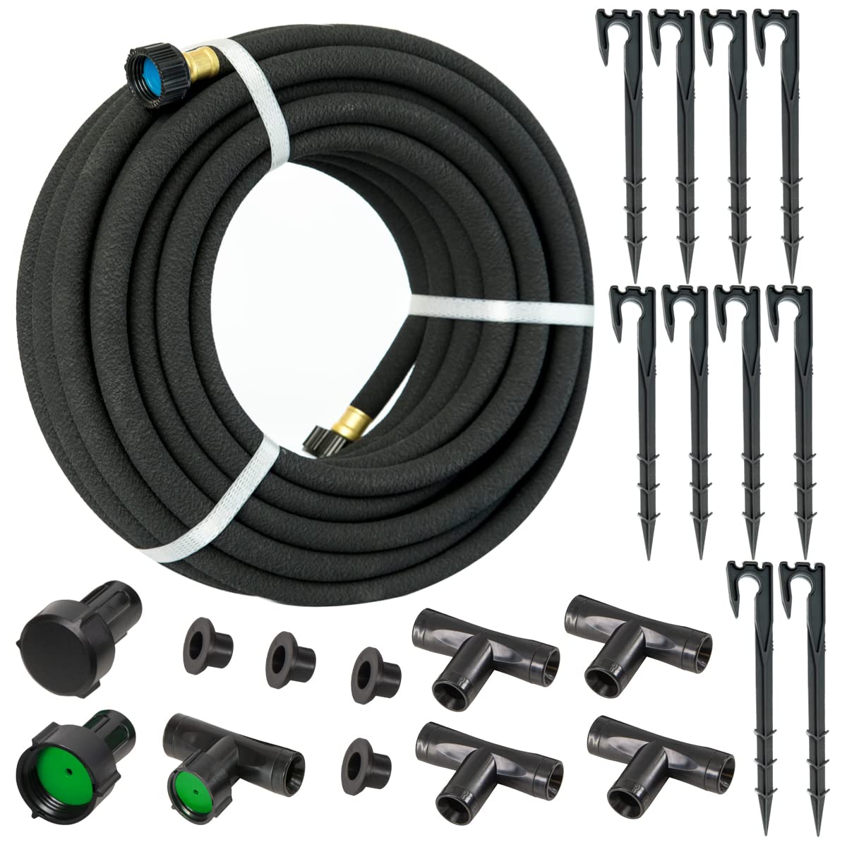 AEACUSSoaker Hose 3/8 inch x 75FT,Garden Hose With Fittings,Heavy Duty Soaker Hose-Saves 70% Water For Lawn(75FT).