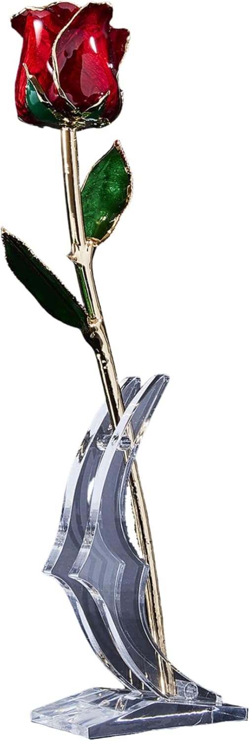 Eternal Rose Pearl Collection - Real 24k Gold Dipped Rose - Gift for Her (Crimson Love)