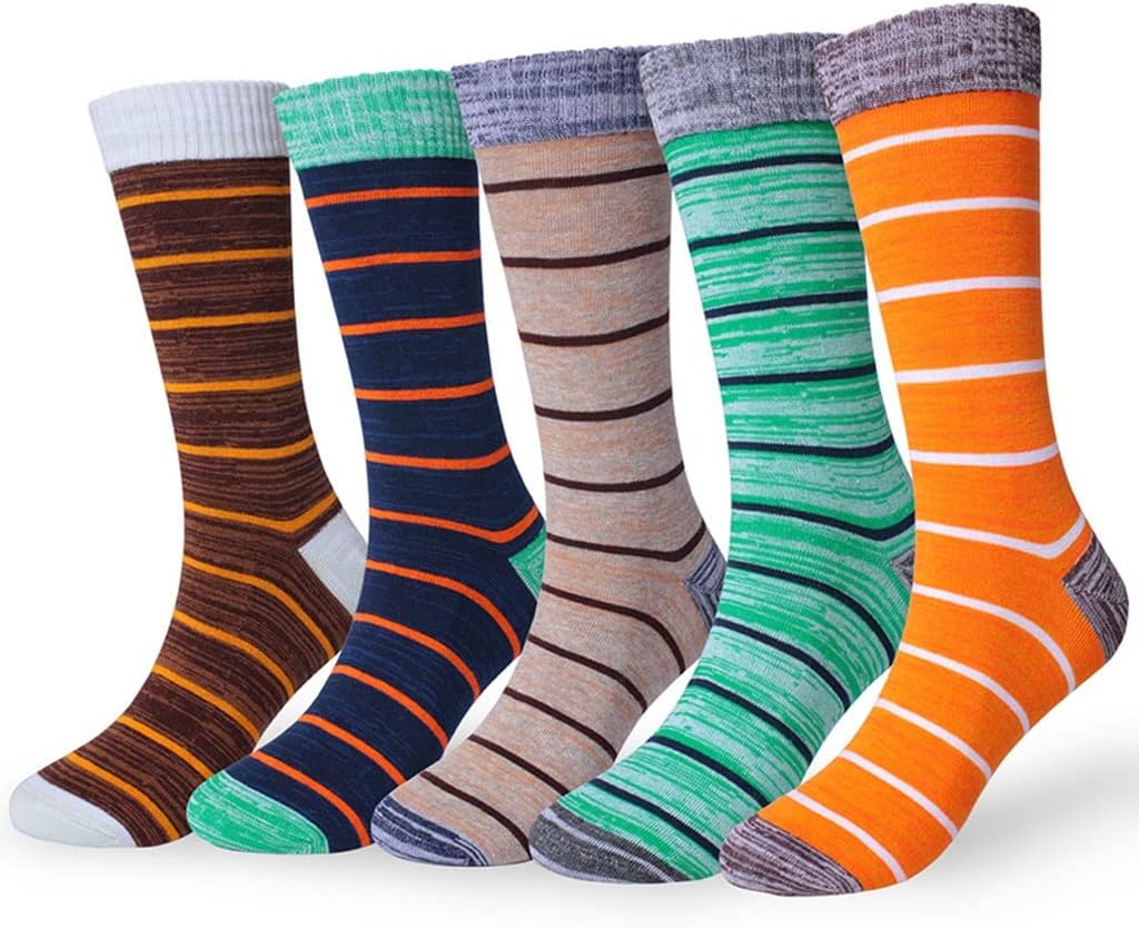 [WSEDXYCY] NRWDTYH 5 組の大きいサイズの 綿の男性のドレス ソックス面白いグリッド ストライプ ビジネス メンズ