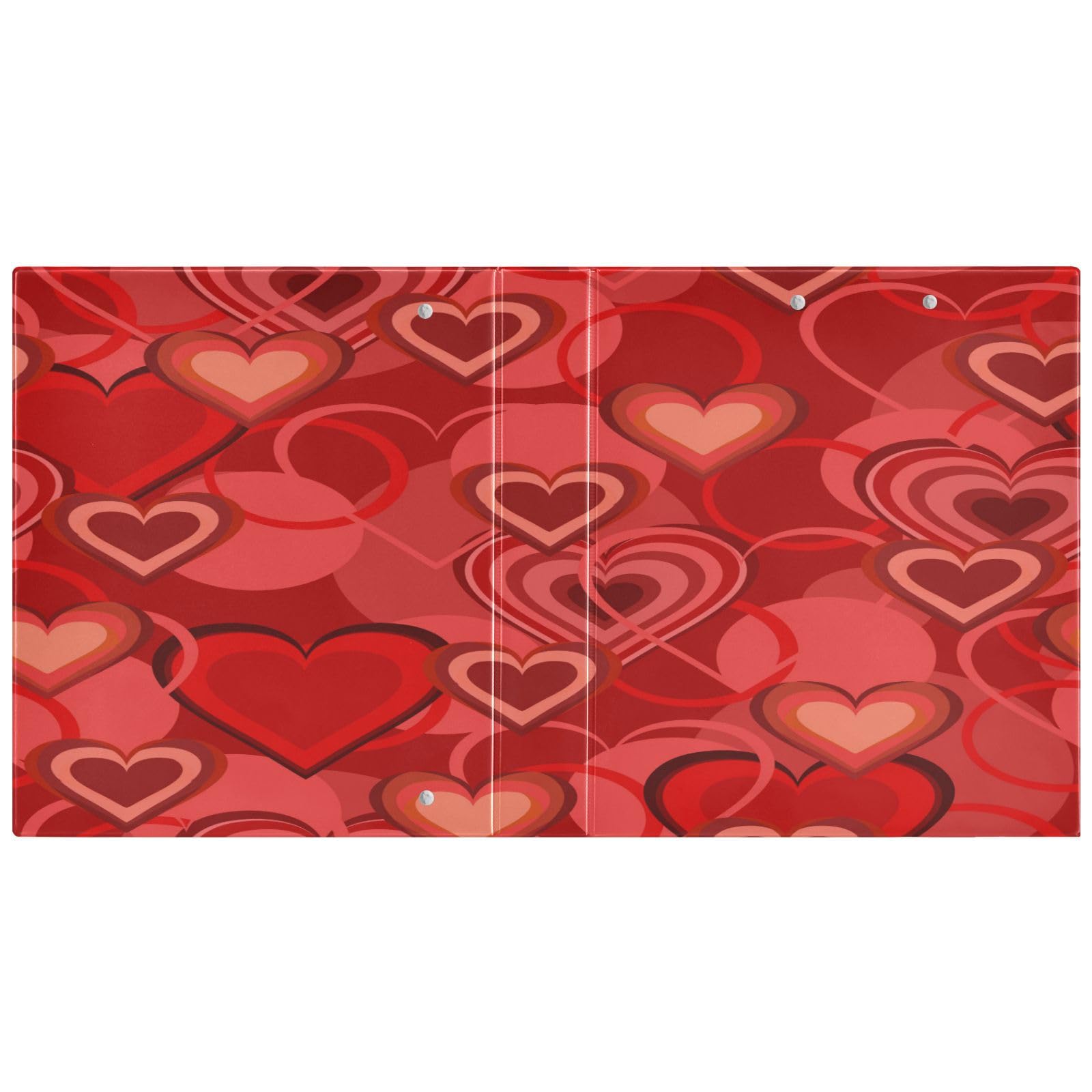 SKYSHU Love Heart - Raccoglitori ad anelli rotondi con 3 tasche interne in PVC trasparente, impermeabili, robusti, 3,8 cm, con clip in metallo antiscivolo, raccoglitori versatili per 200 fogli,
