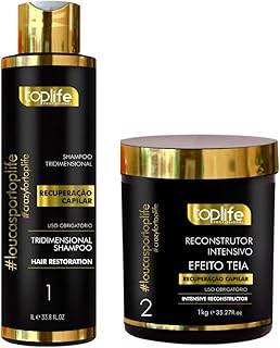 Shampoo e Máscara Reconstrutora Intensiva, Toplife Profissional, Recuperação Capilar