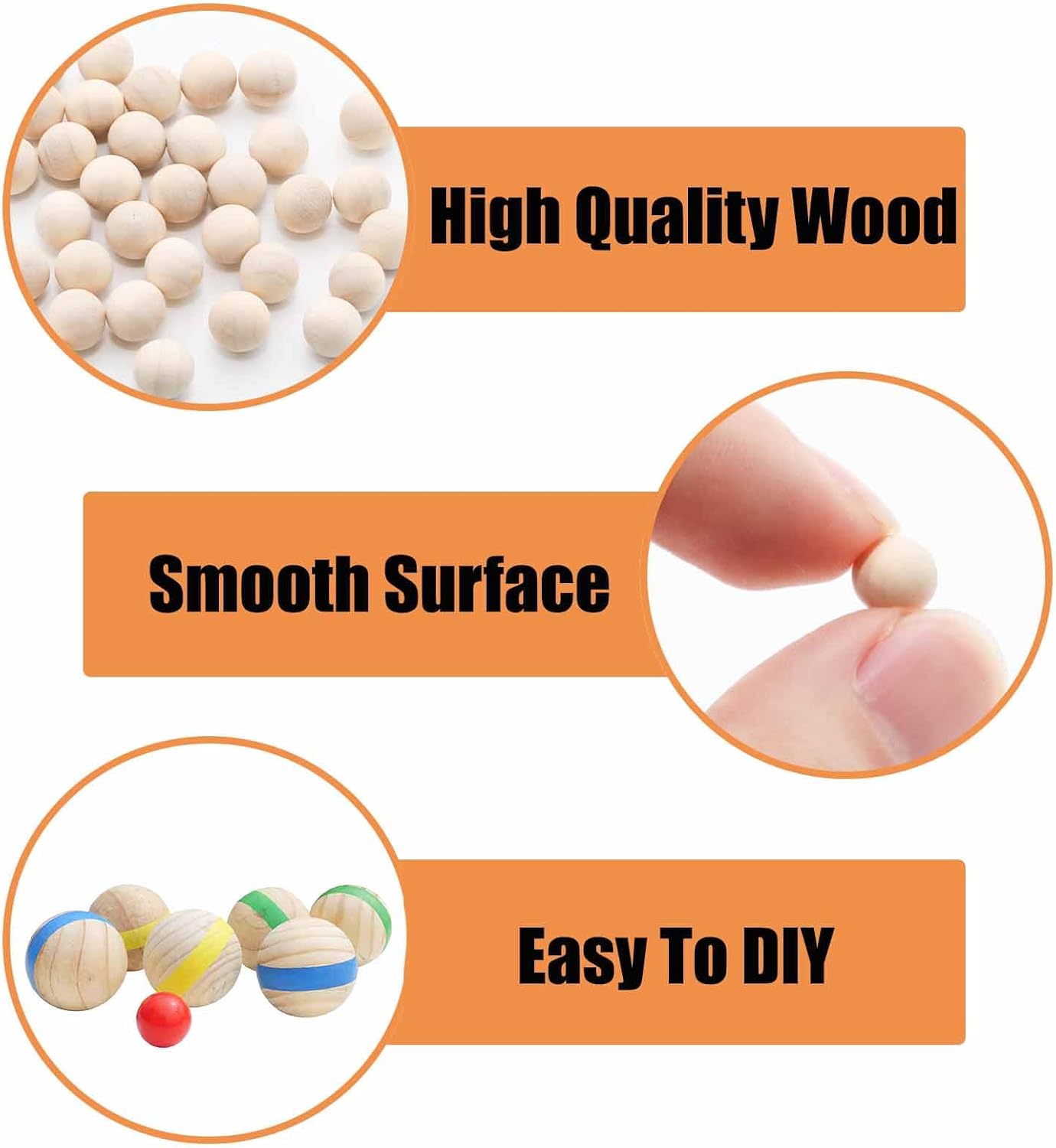 120 Pcs Wooden Round Ball 1/3" (8mm) Unfinished Wood Balls for Crafts, Wood Beads, Crafting Wood Rounds, Wooden Circles, DIY Projects - Image 4