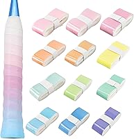 Daxilonyz 12 Pack Gradient Color Tennis Racket Overgrips - Soft Non-Slip PU Grip Tape for Tennis, Badminton, Squash