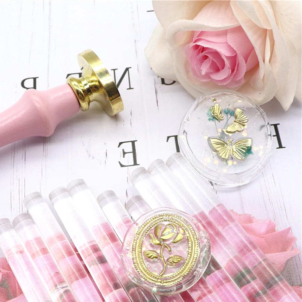 YOLAKIS Lot de 40 mini bâtons de cire à cacheter transparents pour cachet de cire, parfaits pour mariage, cartes de Noël, enveloppes, escargot, courrier (couleur transparente)