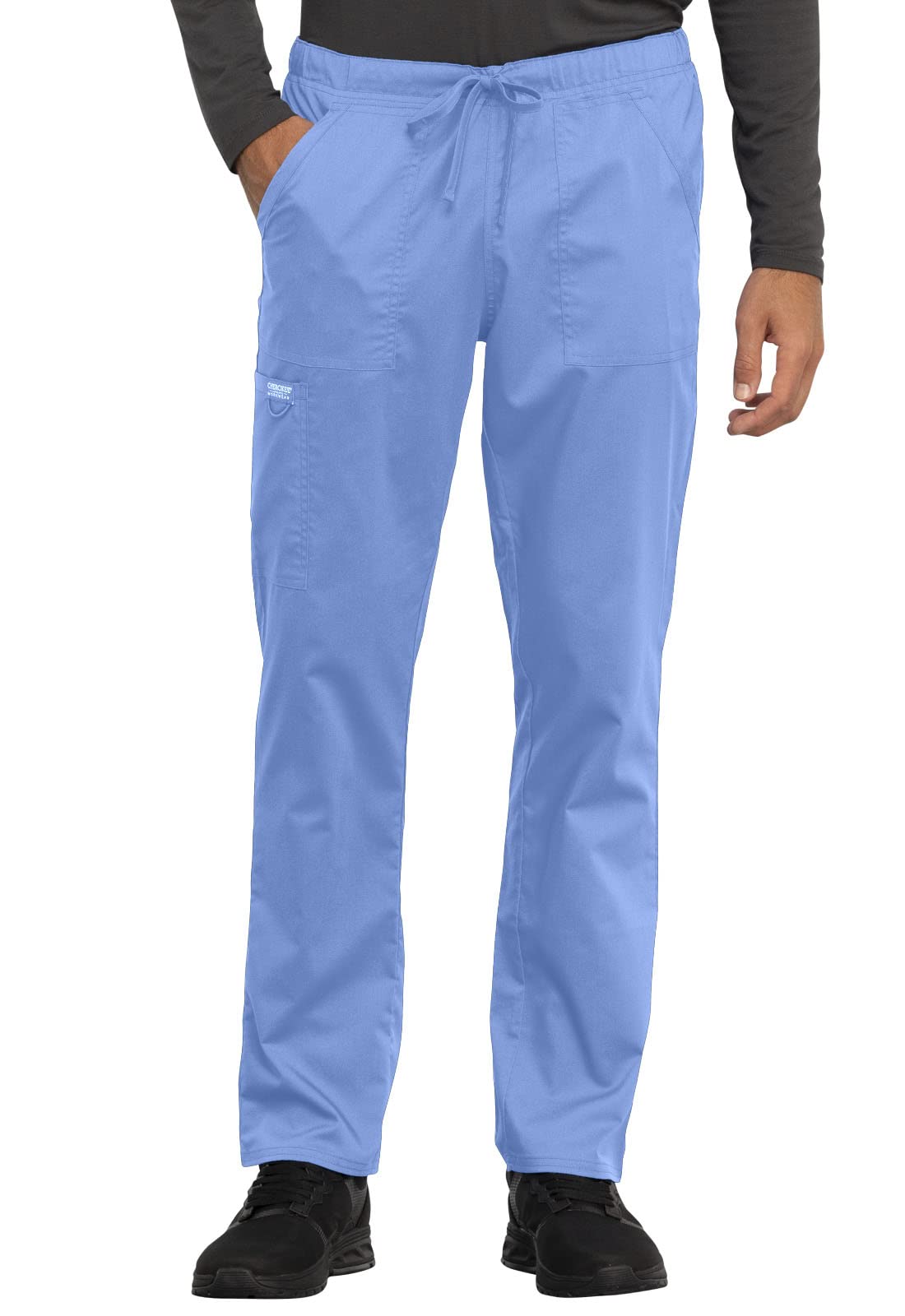 Cherokee Conjunto de uniforme médico unisex con cuello en V y pantalón cónico | Cintura ajustable con cordón, ajuste cómodo, diseño de fácil cuidado, hecho para cada turno