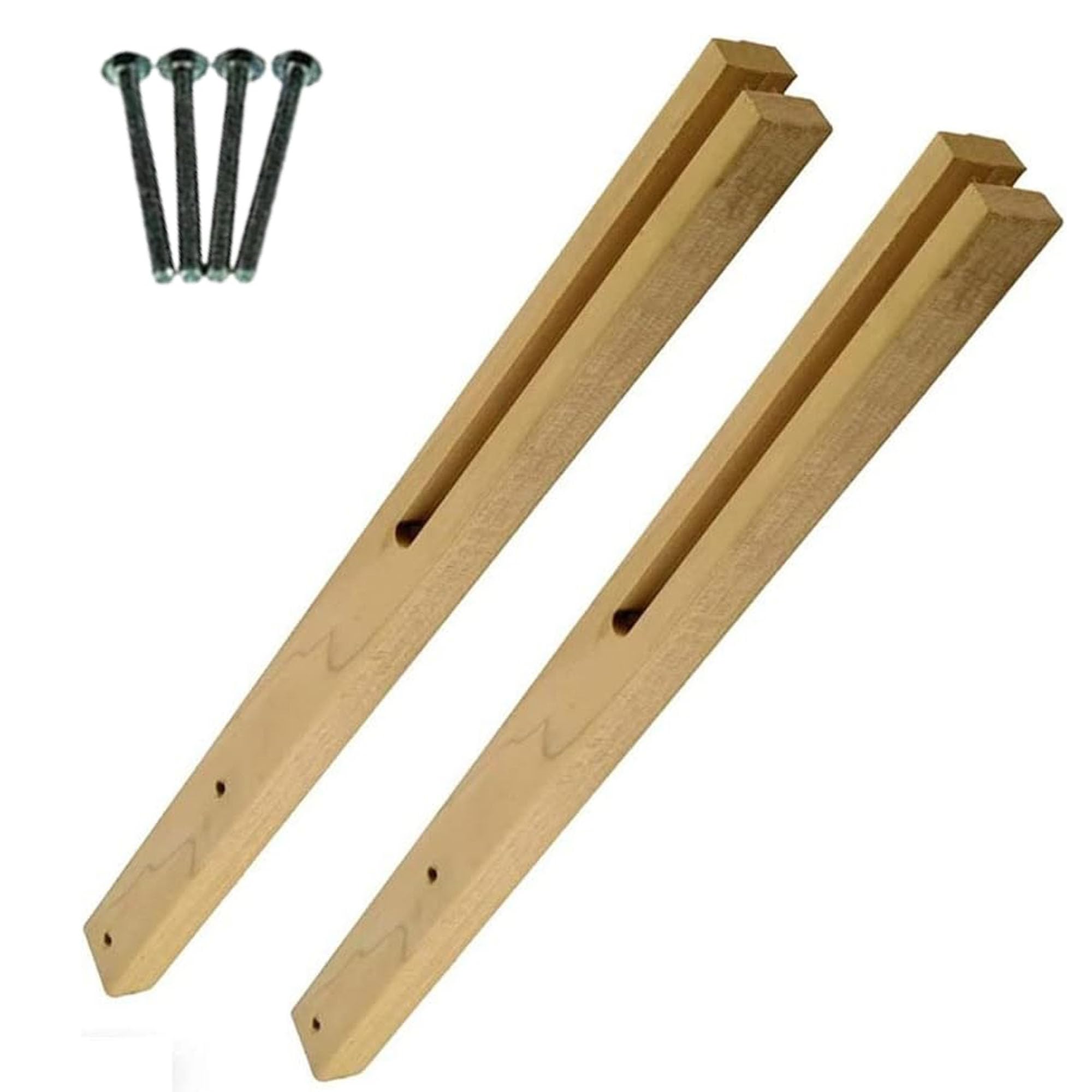 DUAYRA Replacement Wooden Headboard Struts Set Of 2 | Heavy Duty Multi Fit | Hardwood Slotted Legs | Pre Drilled Screws | Easy Installation Includes M8 Bolts | Bedroom Bed Frame Anti Shake Tool (61cm)