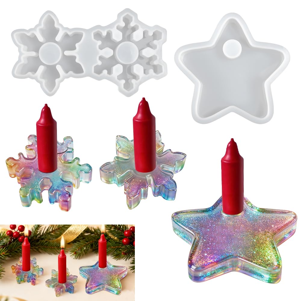 Bougeoir Moule,2 Moule Resine Epoxy Bougeoir,Béton Bougeoir Silicone Forme, DIY Moulle Silicone